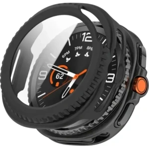 Etui ze szkłem do zegarka Bizon Case+Glass Watch do Samsung Galaxy Watch 8 Classic 46mm matowe czarne