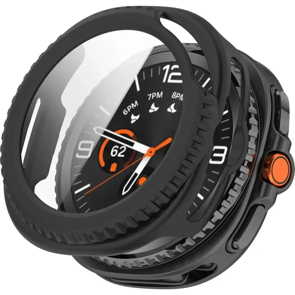 Etui ze szkłem do zegarka Bizon Case+Glass Watch do Samsung Galaxy Watch 8 Classic 46mm matowe czarne