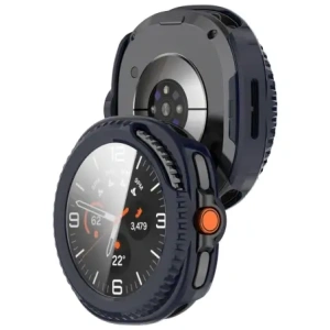 Etui ze szkłem do zegarka Bizon Case+Glass Watch do Samsung Galaxy Watch 8 Classic 46mm niebieskie