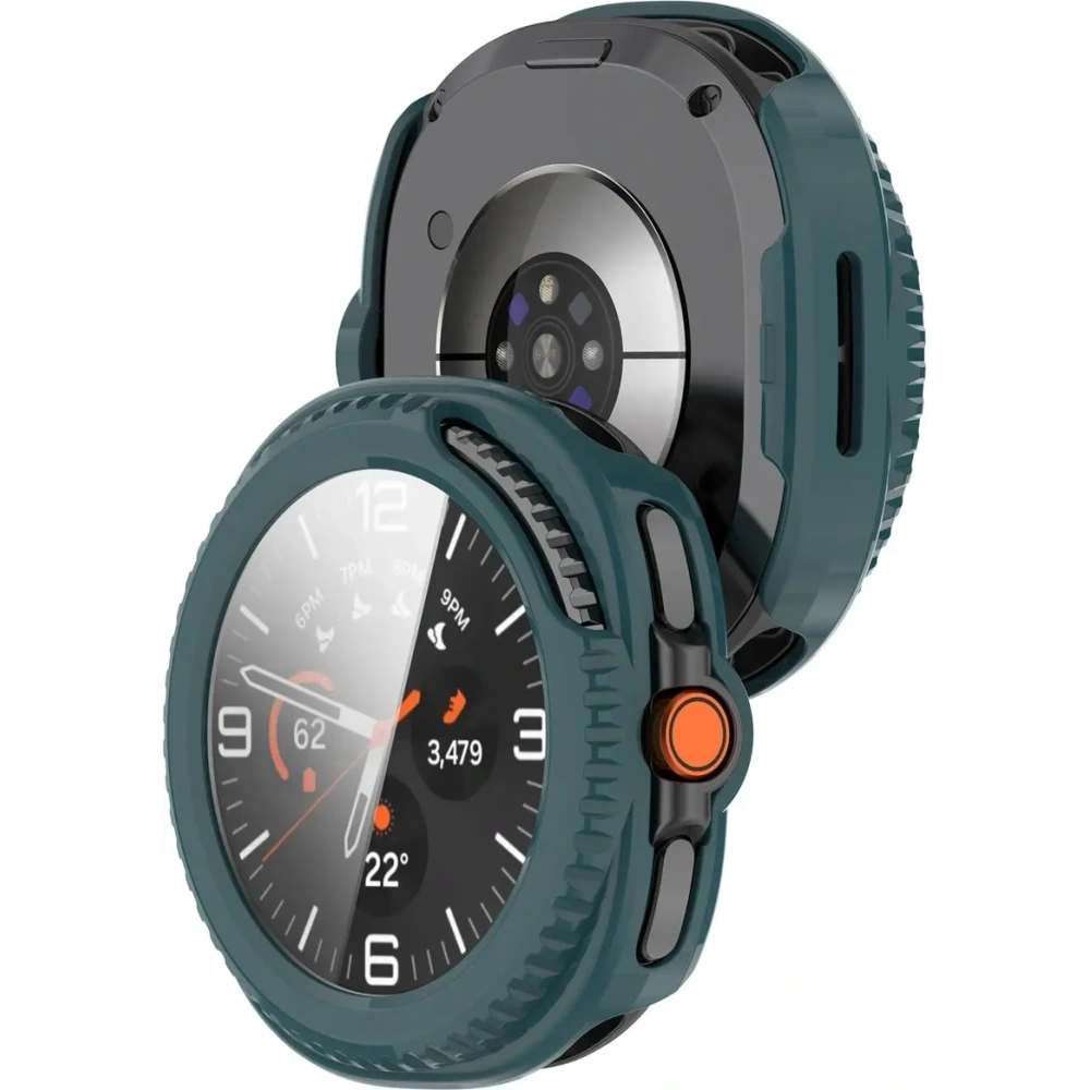 Etui ze szkłem do zegarka Bizon Case+Glass Watch do Samsung Galaxy Watch 8 Classic 46mm zielone