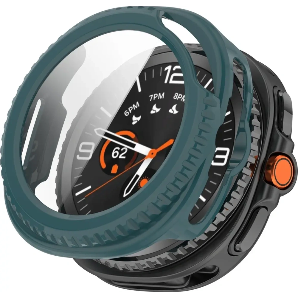 Etui ze szkłem do zegarka Bizon Case+Glass Watch do Samsung Galaxy Watch 8 Classic 46mm zielone