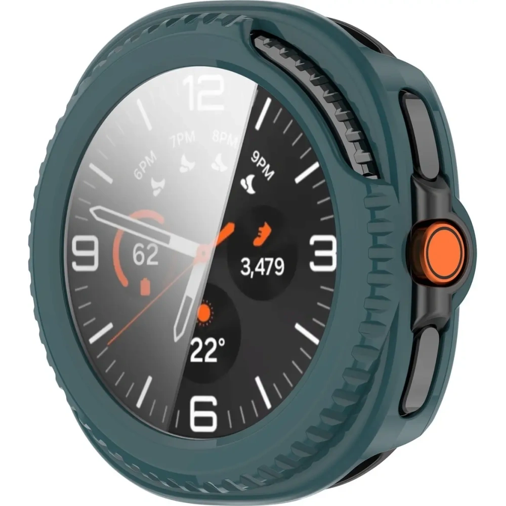 Etui ze szkłem do zegarka Bizon Case+Glass Watch do Samsung Galaxy Watch 8 Classic 46mm zielone