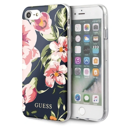 Kup Etui Guess GUHCI8PCUTRFL03 Apple iPhone SE 2022/SE 2020/8/7 albastru închis/navy N°3 Colecția Flori Strălucitoare - GUE531NAV - {ean13} - Sklep Home Screen