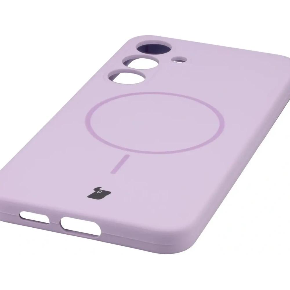 Silikonowe etui z pierścieniem magnetycznym Bizon Soft Case Magnetic do Samsung Galaxy S25+ Plus jasnofioletowe