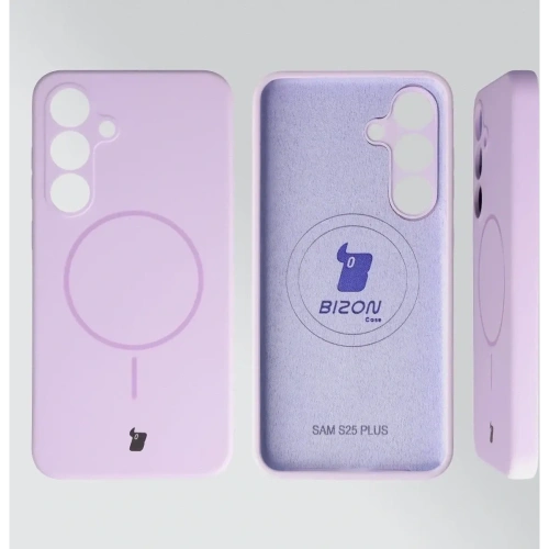 Silikonowe etui z pierścieniem magnetycznym Bizon Soft Case Magnetic do Samsung Galaxy S25+ Plus jasnofioletowe