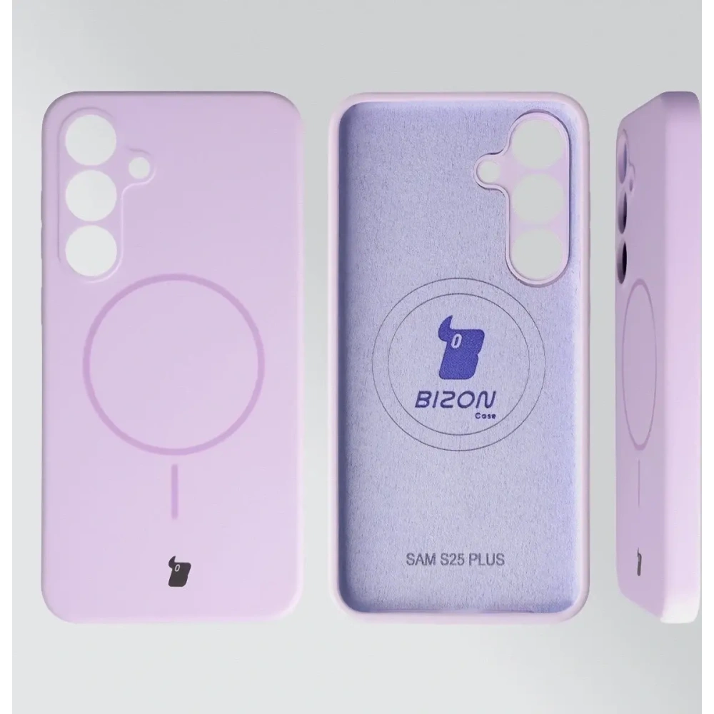 Silikonowe etui z pierścieniem magnetycznym Bizon Soft Case Magnetic do Samsung Galaxy S25+ Plus jasnofioletowe