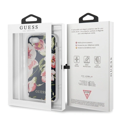 Kup Etui Guess GUHCI8PCUTRFL03 Apple iPhone SE 2022/SE 2020/8/7 albastru închis/navy N°3 Colecția Flori Strălucitoare - GUE531NAV - {ean13} - Sklep Home Screen