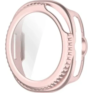 Etui ze szkłem do zegarka Bizon Case+Glass Watch do Samsung Galaxy Watch 8 Classic 46mm satynowo różowe