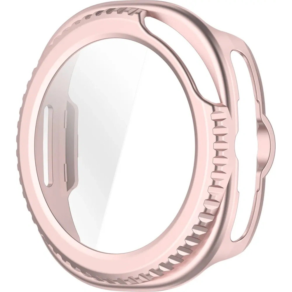 Etui ze szkłem do zegarka Bizon Case+Glass Watch do Samsung Galaxy Watch 8 Classic 46mm satynowo różowe