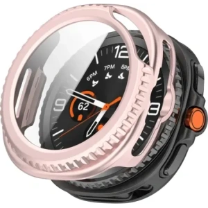 Etui ze szkłem do zegarka Bizon Case+Glass Watch do Samsung Galaxy Watch 8 Classic 46mm satynowo różowe