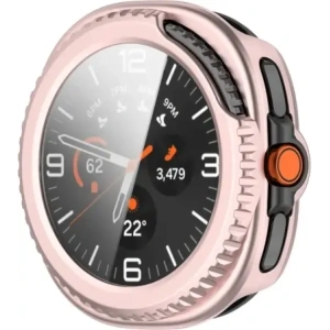 Etui ze szkłem do zegarka Bizon Case+Glass Watch do Samsung Galaxy Watch 8 Classic 46mm satynowo różowe