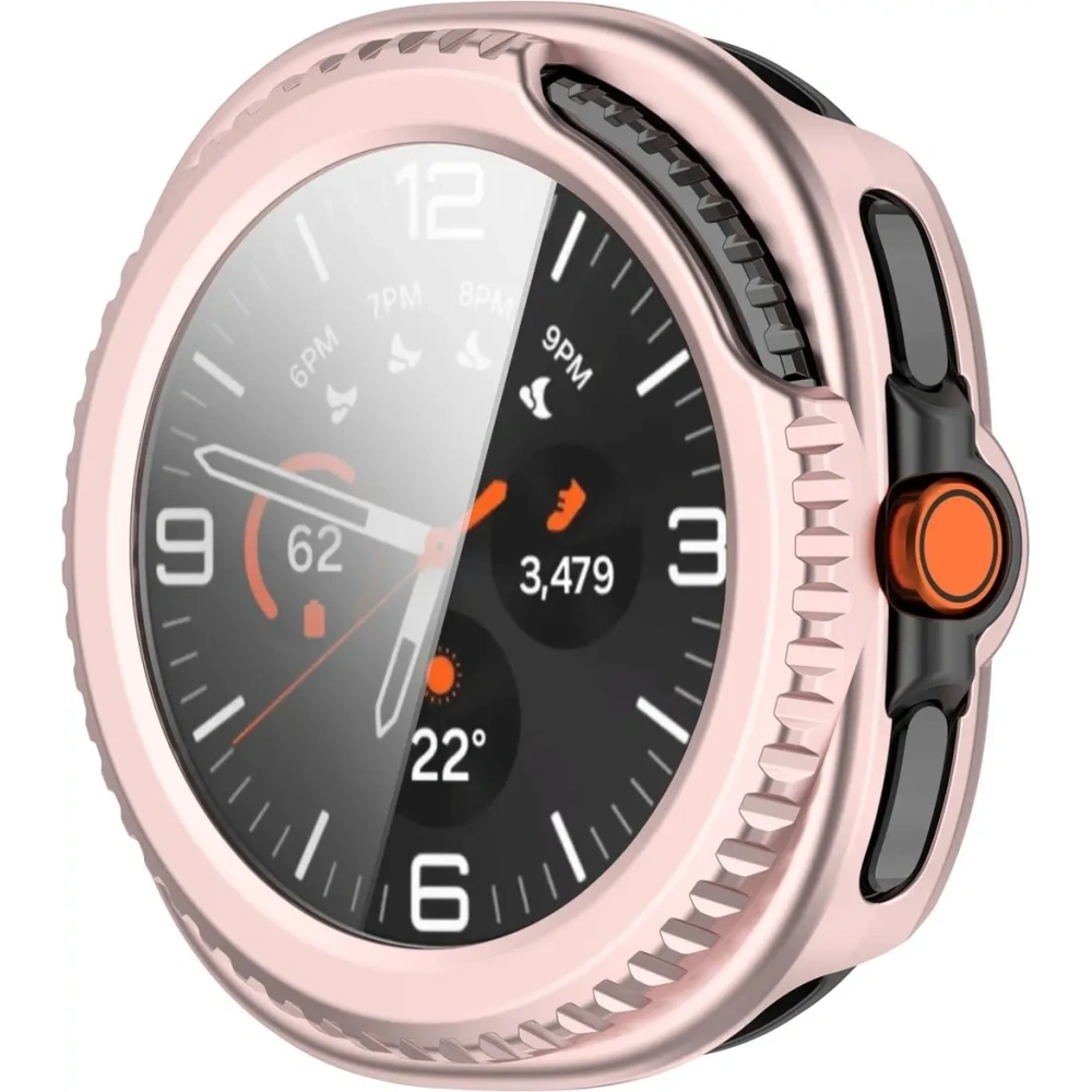 Etui ze szkłem do zegarka Bizon Case+Glass Watch do Samsung Galaxy Watch 8 Classic 46mm satynowo różowe