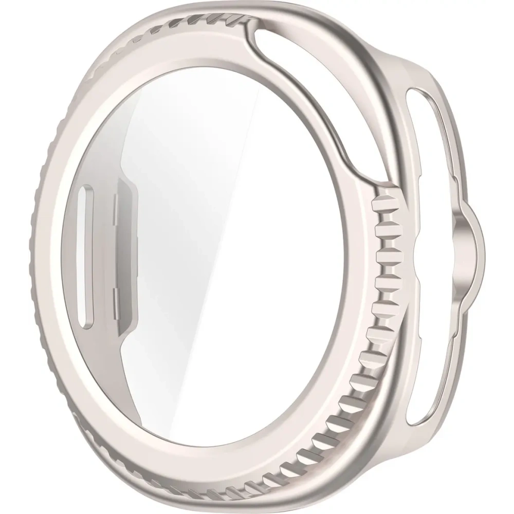 Etui ze szkłem do zegarka Bizon Case+Glass Watch do Samsung Galaxy Watch 8 Classic 46mm szampańskie