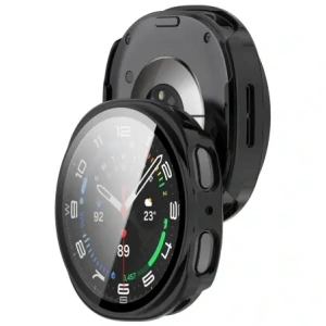 Etui ze szkłem do zegarka Bizon Case+Glass Watch do Samsung Galaxy Watch 8 40mm czarne