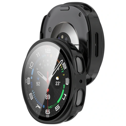 Etui ze szkłem do zegarka Bizon Case+Glass Watch do Samsung Galaxy Watch 8 40mm czarne