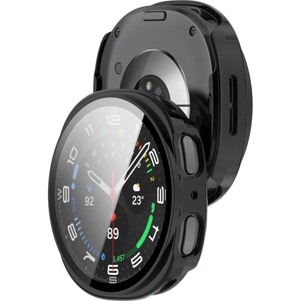 Etui ze szkłem do zegarka Bizon Case+Glass Watch do Samsung Galaxy Watch 8 40mm czarne