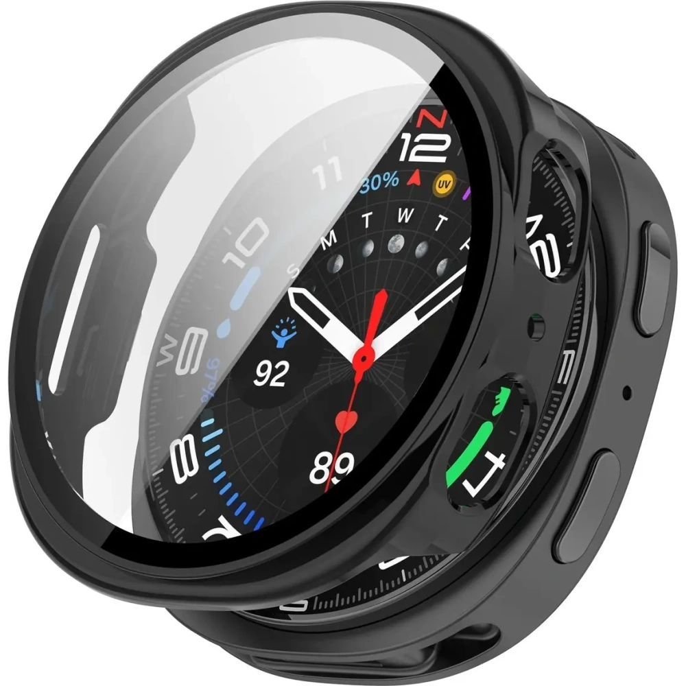 Etui ze szkłem do zegarka Bizon Case+Glass Watch do Samsung Galaxy Watch 8 40mm czarne