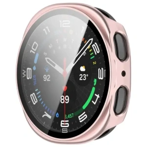 Etui ze szkłem do zegarka Bizon Case+Glass Watch do Samsung Galaxy Watch 8 40mm satynowo różowe