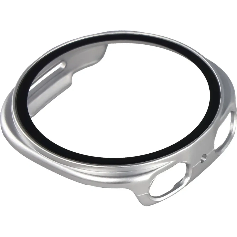 Etui ze szkłem do zegarka Bizon Case+Glass Watch do Samsung Galaxy Watch 8 40mm satynowo srebrne