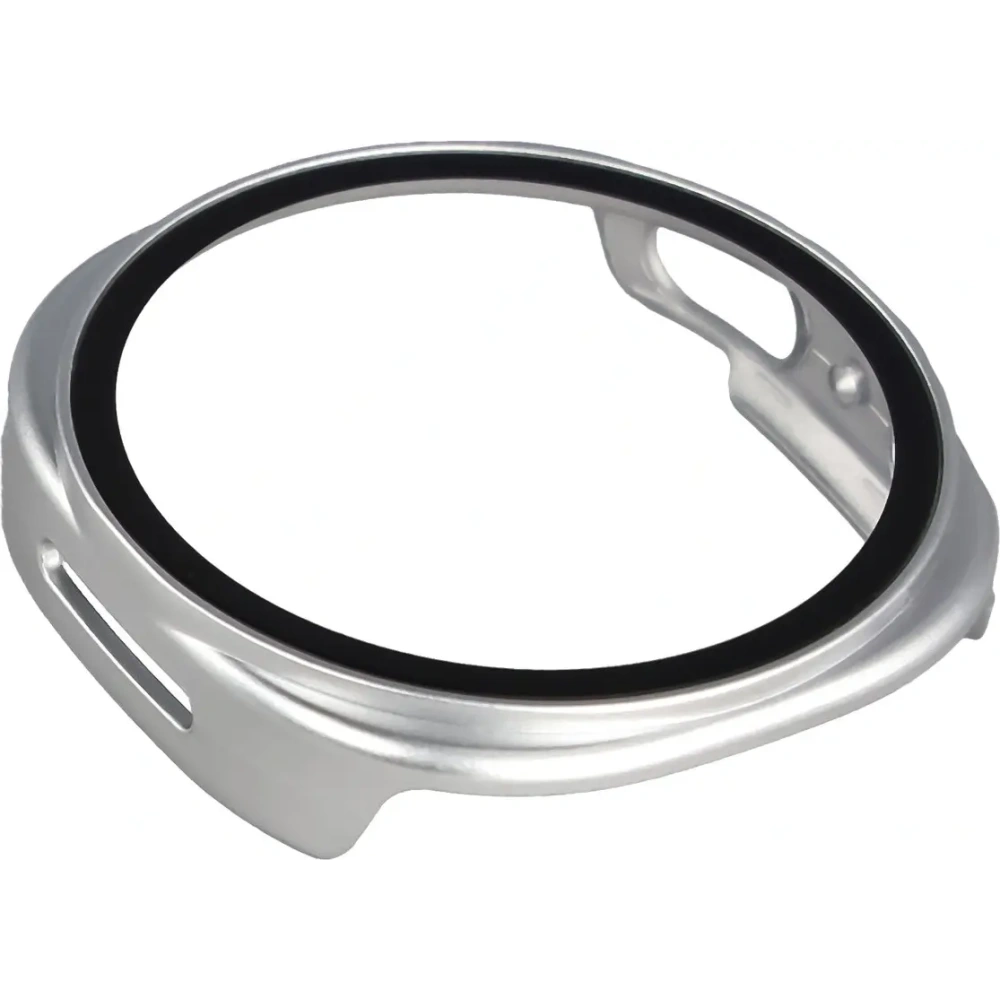 Etui ze szkłem do zegarka Bizon Case+Glass Watch do Samsung Galaxy Watch 8 40mm satynowo srebrne