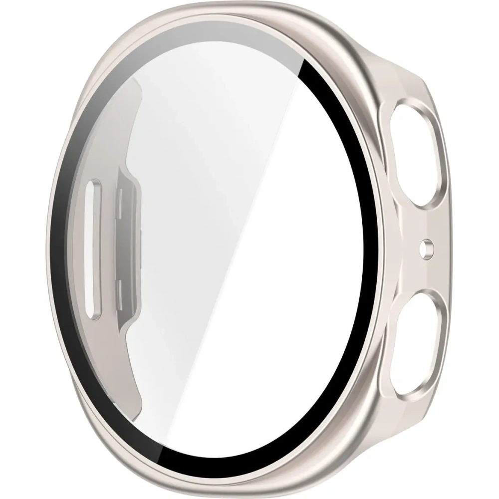 Etui ze szkłem do zegarka Bizon Case+Glass Watch do Samsung Galaxy Watch 8 40mm szampańskie