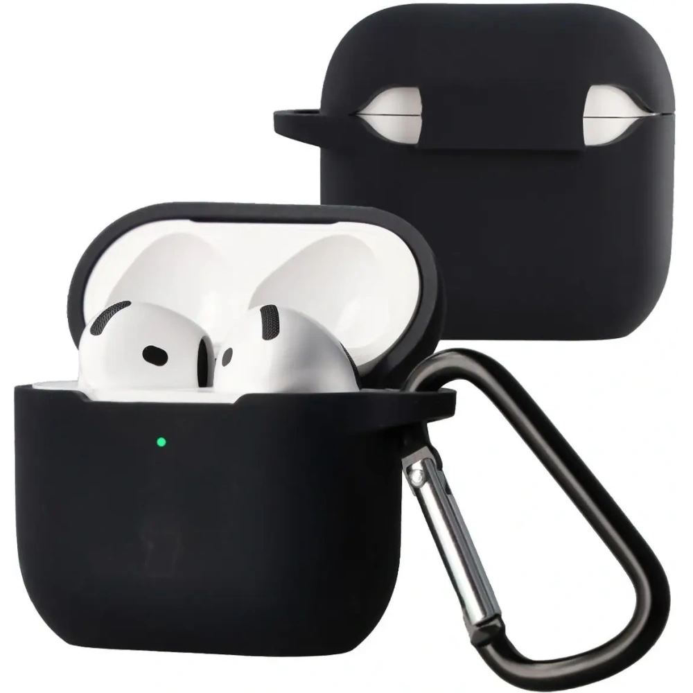 Silikonowe etui z karabińczykiem Bizon Case Headphone Silicone do Apple AirPods 4 czarne