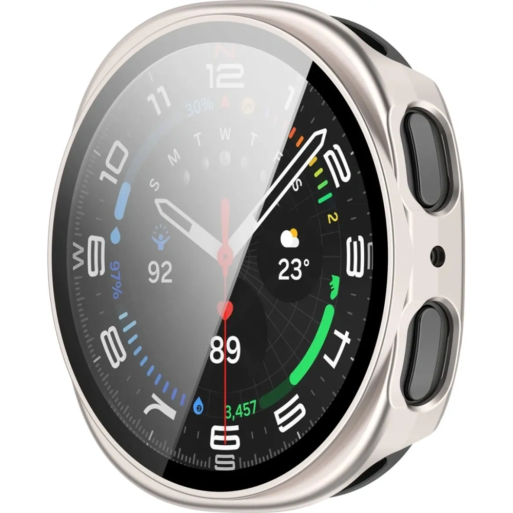 Etui ze szkłem do zegarka Bizon Case+Glass Watch do Samsung Galaxy Watch 8 40mm szampańskie