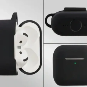 Silikonowe etui z karabińczykiem Bizon Case Headphone Silicone do Apple AirPods 4 czarne