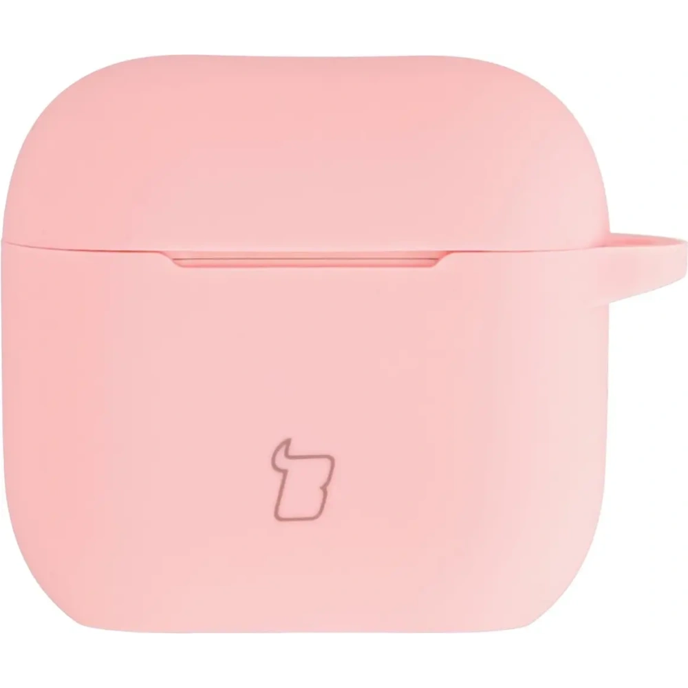 Silikonowe etui z karabińczykiem Bizon Case Headphone Silicone do Apple AirPods 4 jasnoróżowe