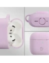 Silikonowe etui z karabińczykiem Bizon Case Headphone Silicone do Apple AirPods 4 lawendowe