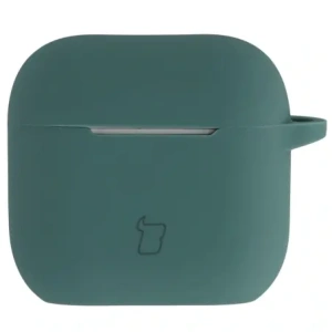 Silikonowe etui z karabińczykiem Bizon Case Headphone Silicone do Apple AirPods 4 ciemnozielone