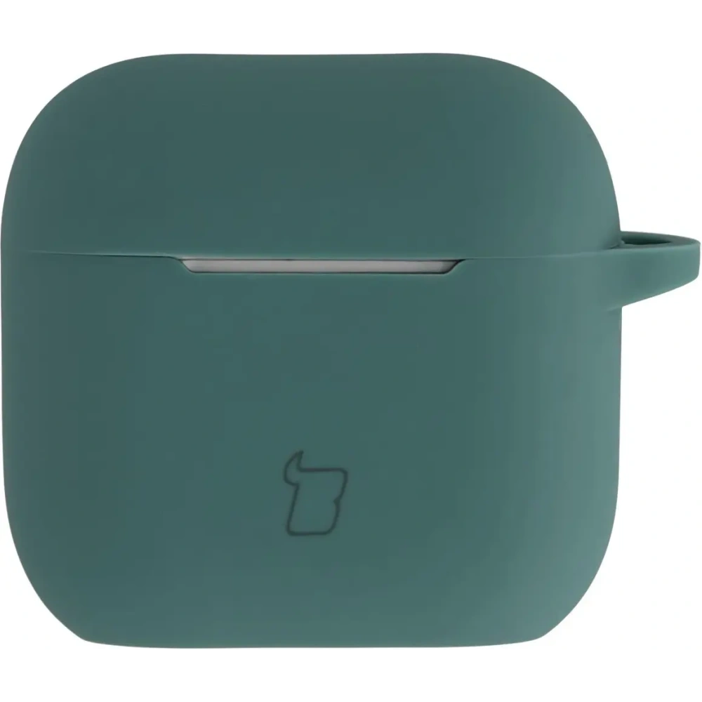 Silikonowe etui z karabińczykiem Bizon Case Headphone Silicone do Apple AirPods 4 ciemnozielone