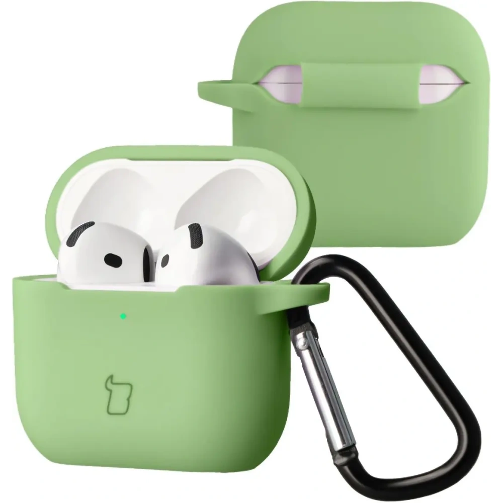 Silikonowe etui z karabińczykiem Bizon Case Headphone Silicone do Apple AirPods 4 jasnozielone