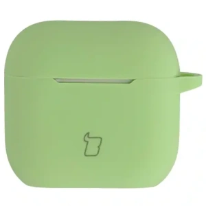 Silikonowe etui z karabińczykiem Bizon Case Headphone Silicone do Apple AirPods 4 jasnozielone