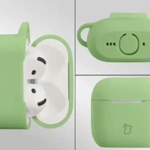 Silikonowe etui z karabińczykiem Bizon Case Headphone Silicone do Apple AirPods 4 jasnozielone