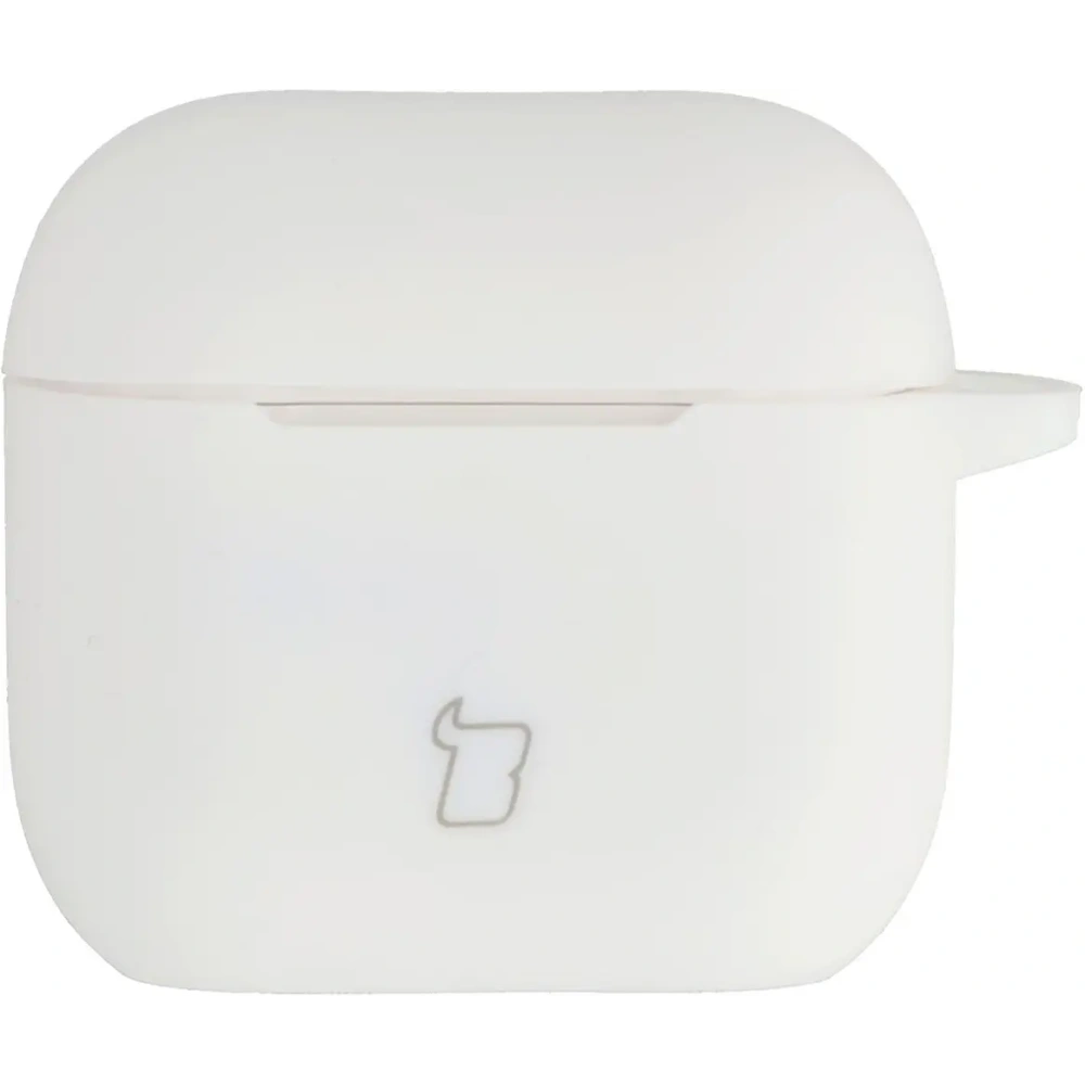 Silikonowe etui z karabińczykiem Bizon Case Headphone Silicone do Apple AirPods 4 białe