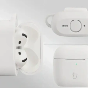 Silikonowe etui z karabińczykiem Bizon Case Headphone Silicone do Apple AirPods 4 białe