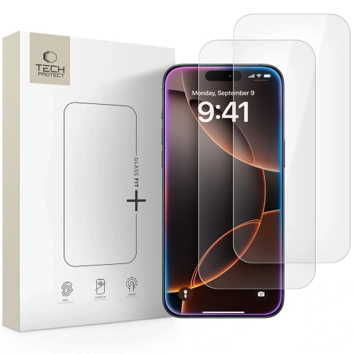 Szkło hartowane Tech-Protect Glass Fit+ do Apple iPhone 16 Pro / 17 / 17 Pro Clear [2 PACK]