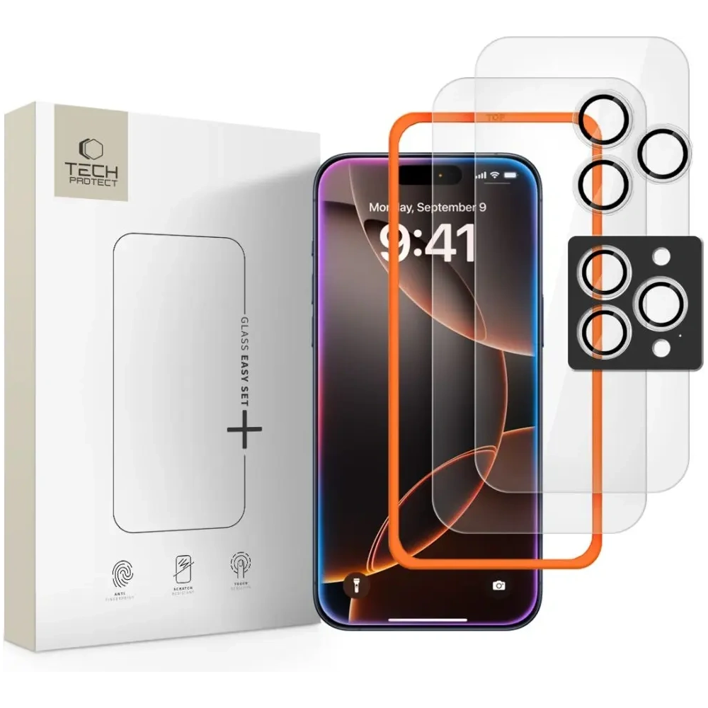 Szkło hartowane Tech-Protect Easy Set+ do Apple iPhone 16 Pro / 17 Pro Clear [3 PACK]