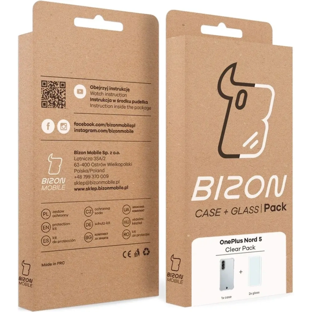 Elastyczne etui + 2x szkło hartowane Bizon Case Clear Pack do OnePlus Nord 5