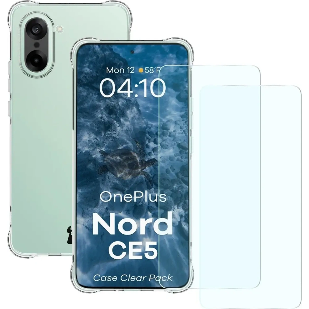 Elastyczne etui + 2x szkło hartowane Bizon Case Clear Pack do OnePlus Nord CE5 5G
