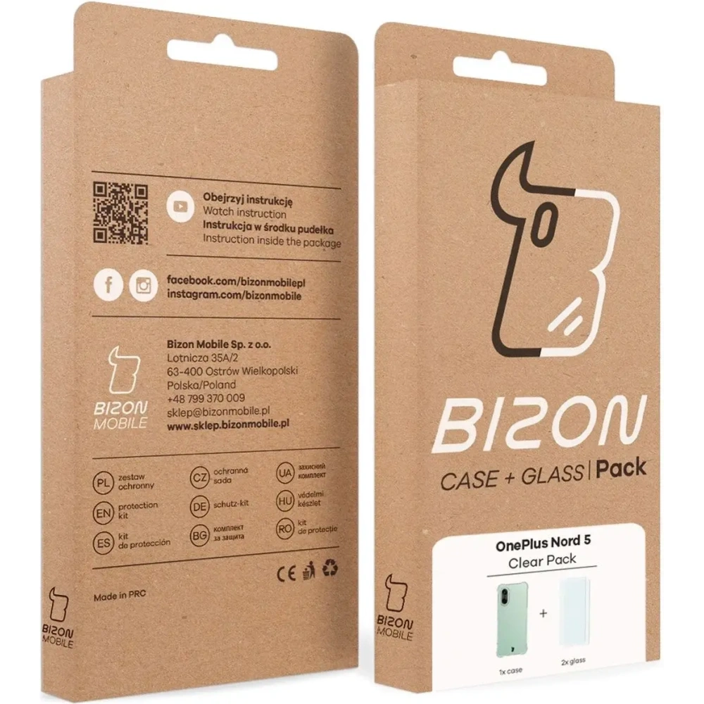Elastyczne etui + 2x szkło hartowane Bizon Case Clear Pack do OnePlus Nord CE5 5G
