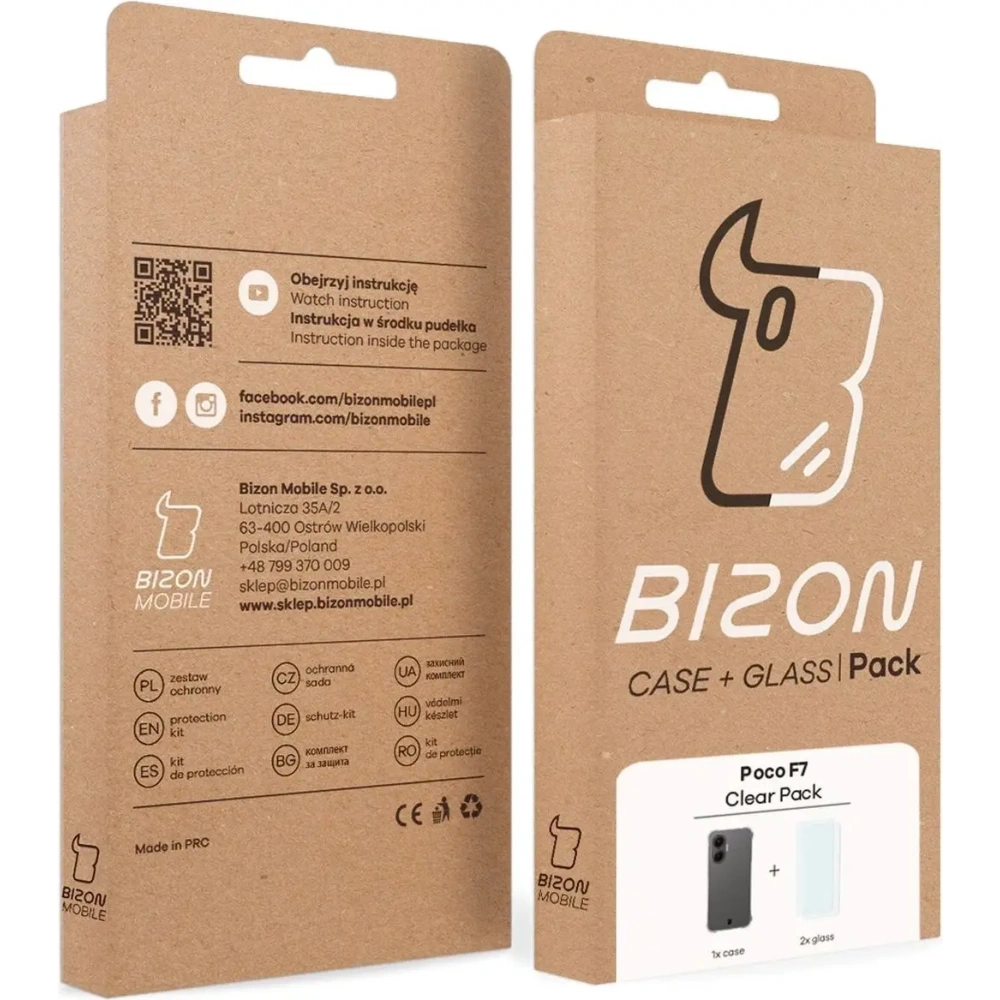 Elastyczne etui + 2x szkło hartowane Bizon Case Clear Pack do Xiaomi POCO F7