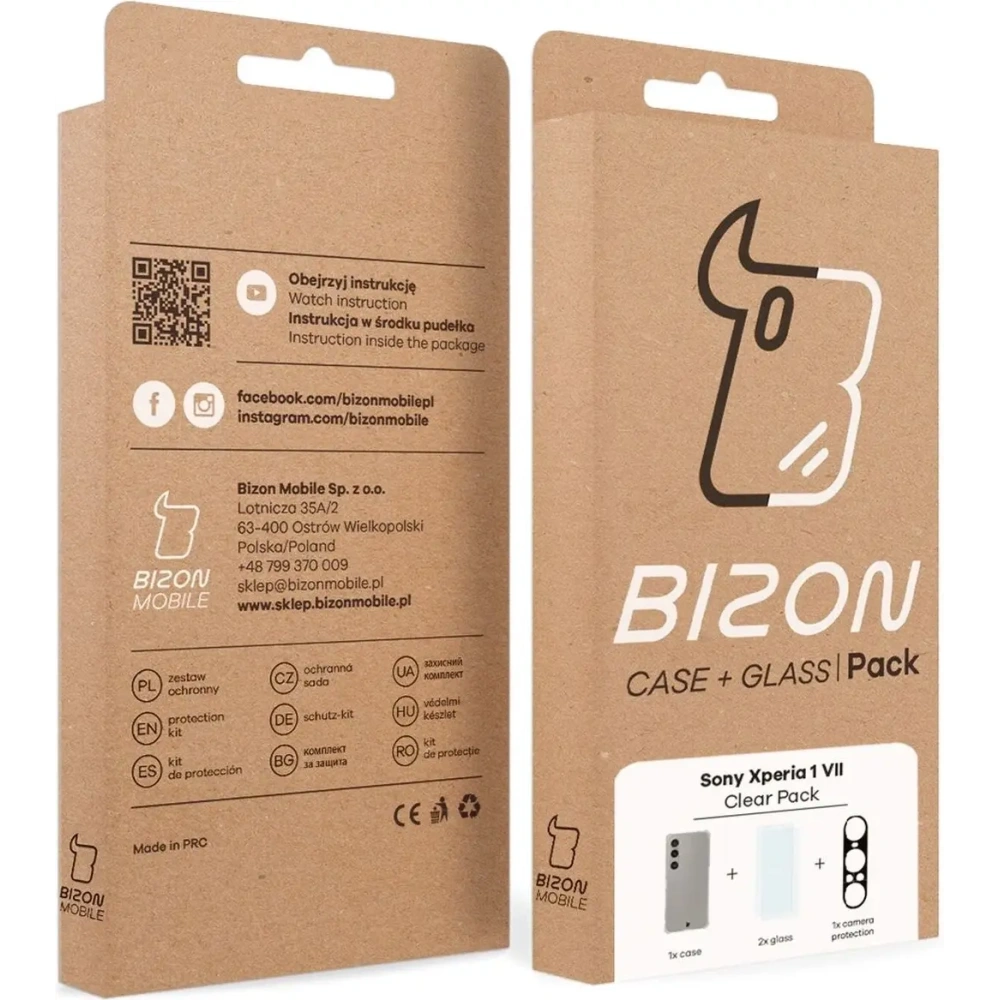 Etui + 2x szkło hartowane + szkiełko na obiektyw Bizon Case Clear Pack do Sony Xperia 1 VII