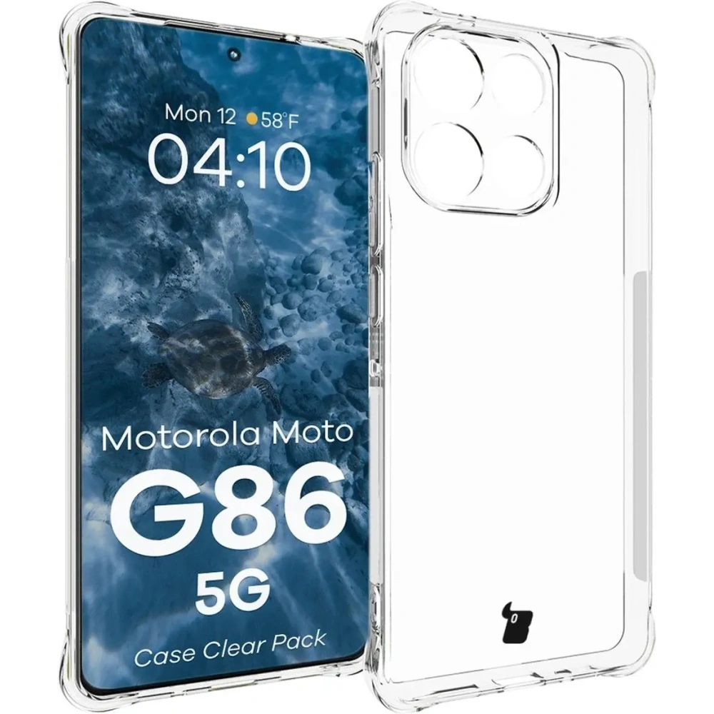 Elastyczne etui + 2x folia na ekran Bizon Case Clear Pack do Motorola Moto G86 5G