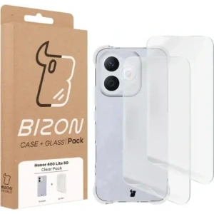 Elastyczne etui + 2x folia na ekran Bizon Case Clear Pack do Honor 400 Lite