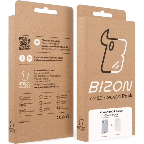 Elastyczne etui + 2x folia na ekran Bizon Case Clear Pack do Honor 400 Lite