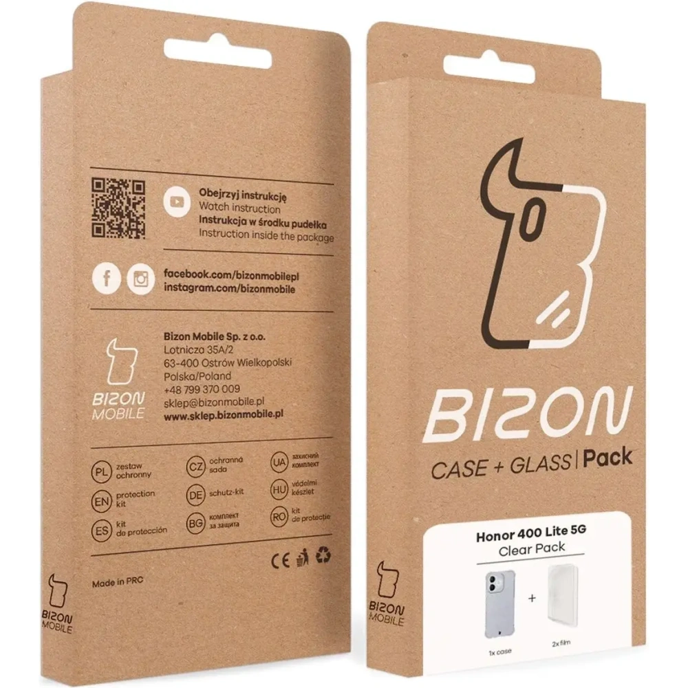 Elastyczne etui + 2x folia na ekran Bizon Case Clear Pack do Honor 400 Lite