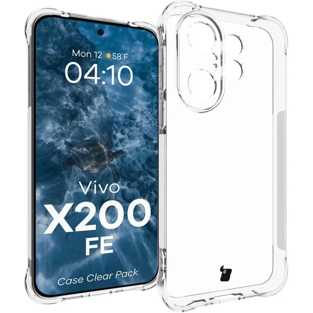 Elastyczne etui + 2x folia na ekran Bizon Case Clear Pack do Vivo X200 FE