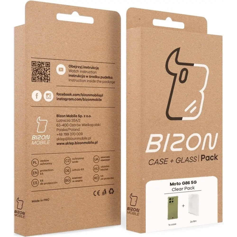 Elastyczne etui + 2x folia na ekran Bizon Case Clear Pack do Motorola Moto G86 5G